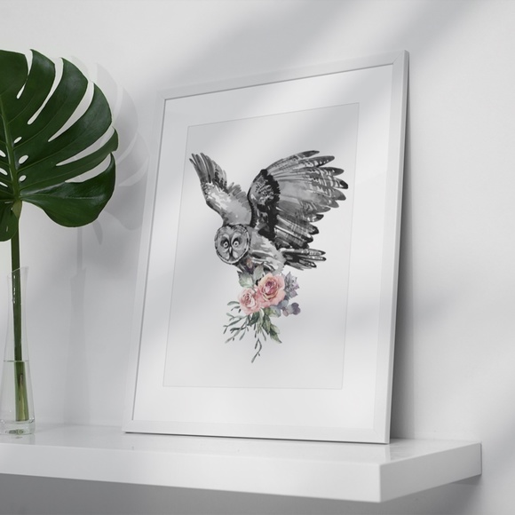 Owl Illustration Watercolor Wall Art Print Poster Unframed - Picture 4 of 9